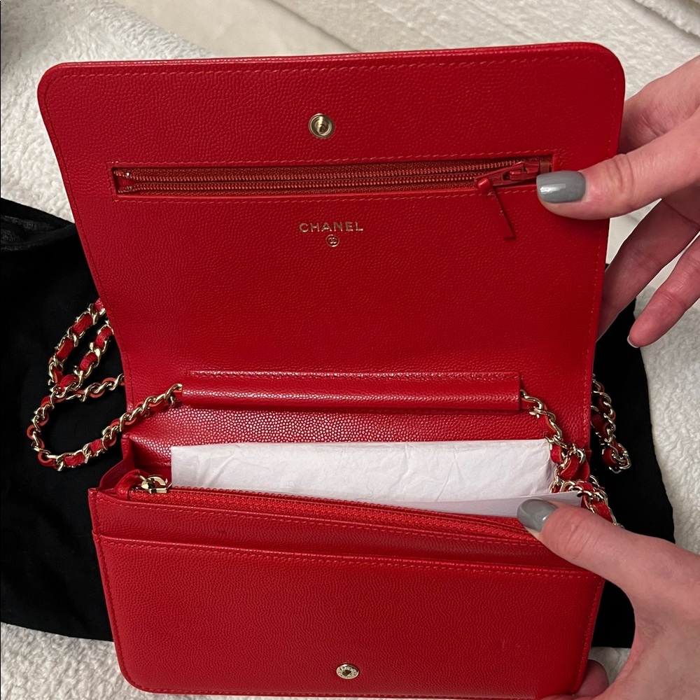 Chanel Red Camelia Embossed Crossbody Bag - Picture 2 of 7